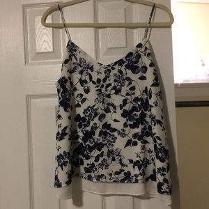 Blue and white chiffon tank